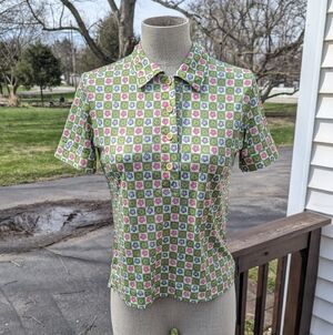 Y2K American Eagle Outfitters Flower Polo Top